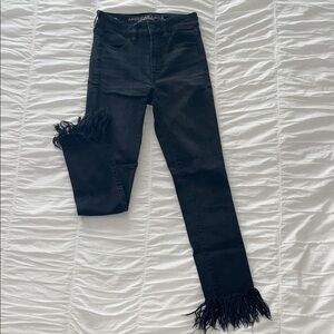 American Eagle Outfitters Black Skinny Jeans with Fringe